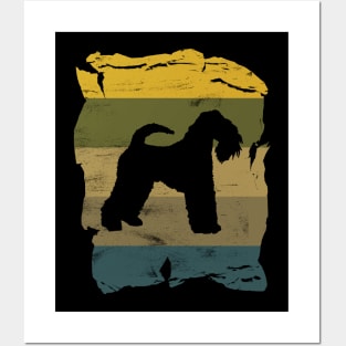 Kerry Blue Terrier Distressed Vintage Retro Silhouette Posters and Art